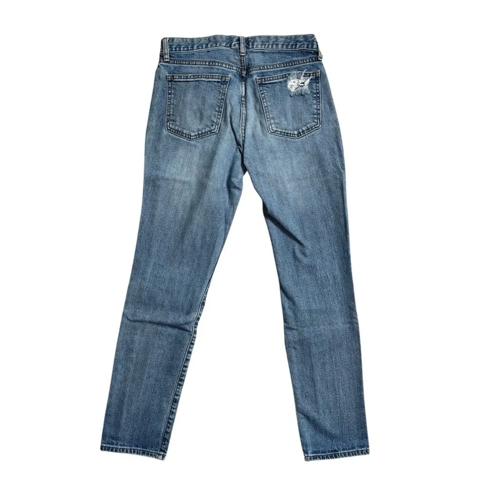 GAP Light Blue Crop Distressed Straight Leg Jeans Size 24